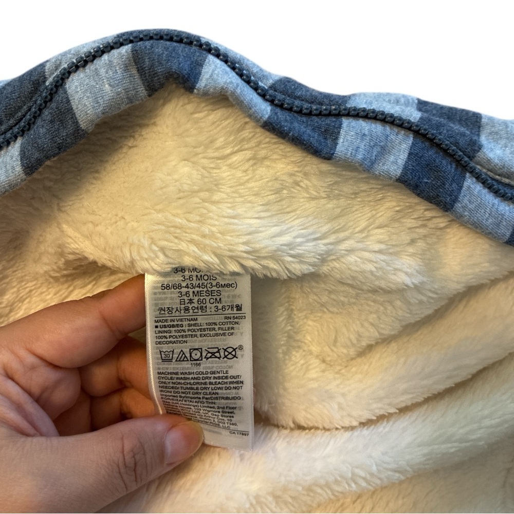Baby Gap Blue Sherpa Lined One Piece 3-6 Months ColdControl Bundler Snowsuit - Picture 7 of 7